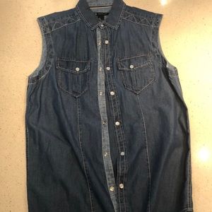 INC men’s faded blue denim vest